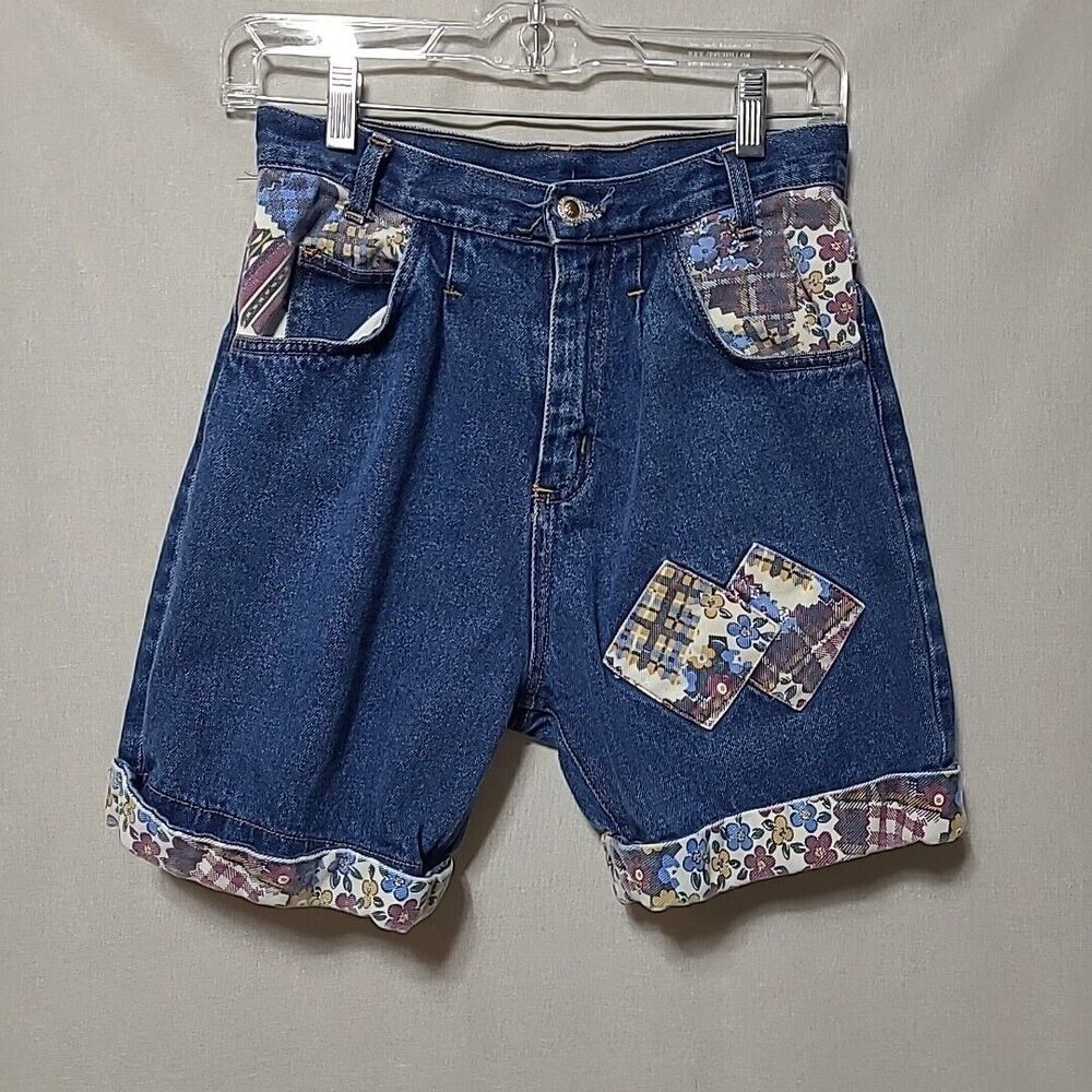 Vintage Denim Jean Patchwork Shorts by Brisbane Xpress Girls Size 12 Cotton